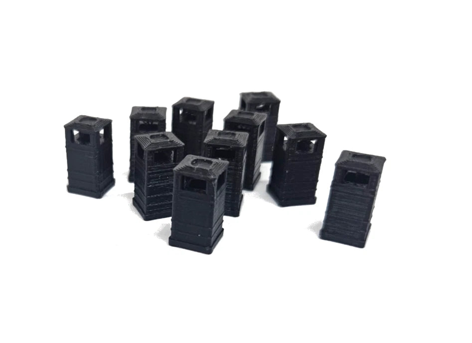 N Gauge Square Litter Bins Various Colours Model Railway Accessories & Scenery