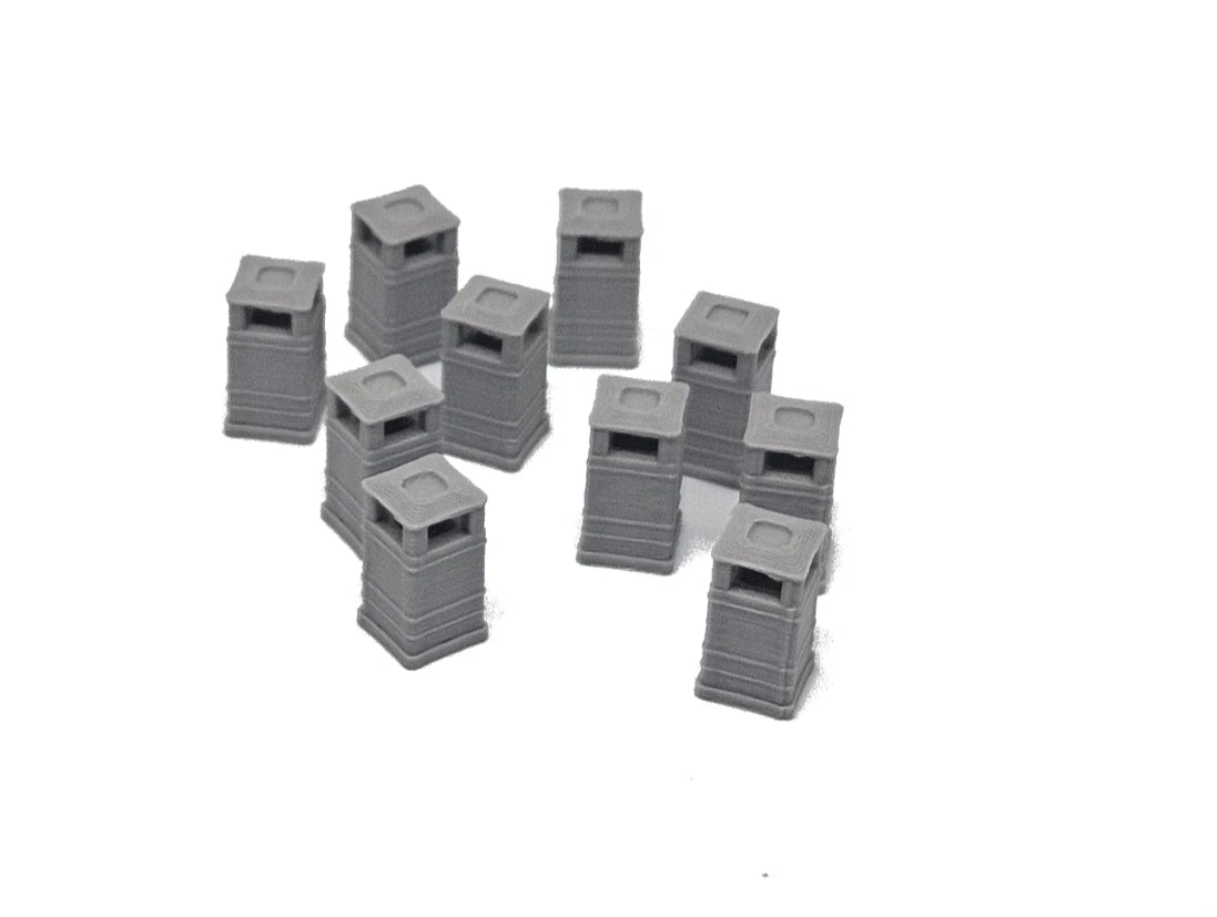 N Gauge Square Litter Bins Various Colours Model Railway Accessories & Scenery