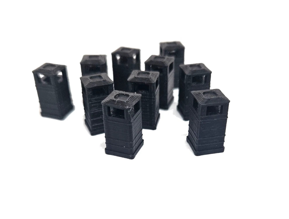 N Gauge Square Litter Bins Various Colours Model Railway Accessories & Scenery