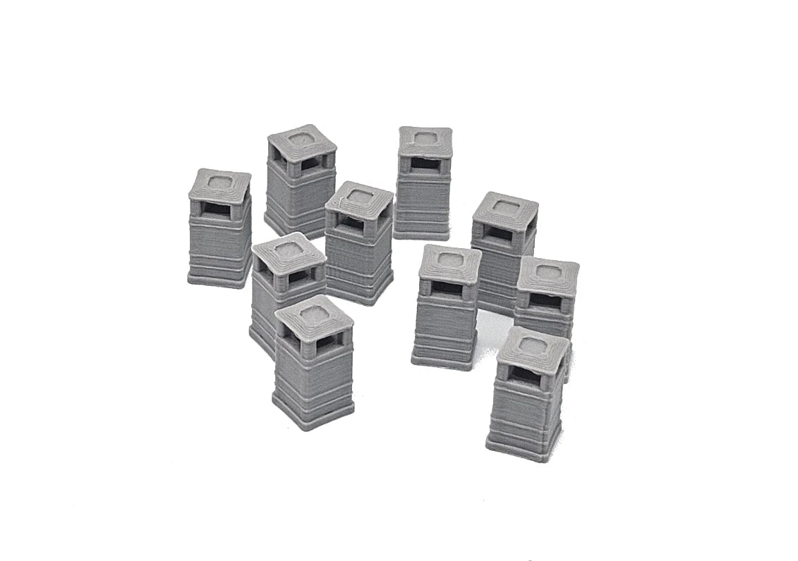 N Gauge Square Litter Bins Various Colours Model Railway Accessories & Scenery