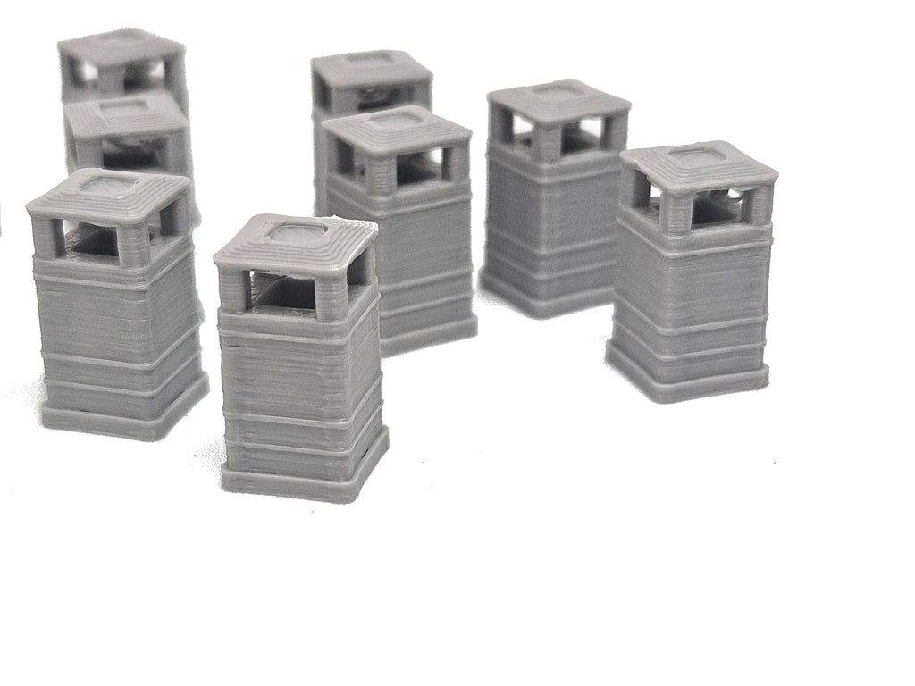 N Gauge Square Litter Bins Various Colours Model Railway Accessories & Scenery