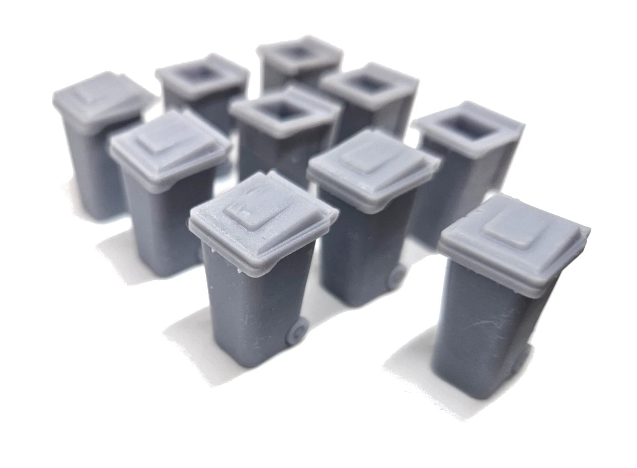 O Gauge 120 Litre Wheelie Bins X 10 Model Railway Accessories & Scenery