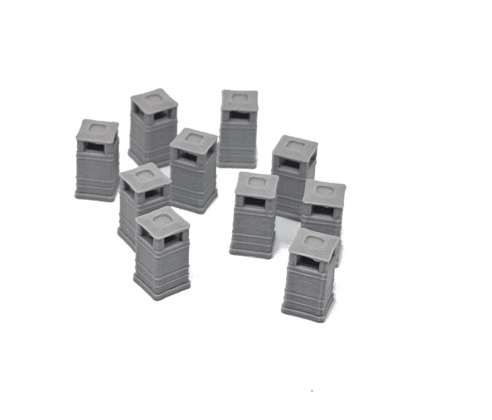 N Gauge Square Litter Bins Various Colours Model Railway Accessories & Scenery